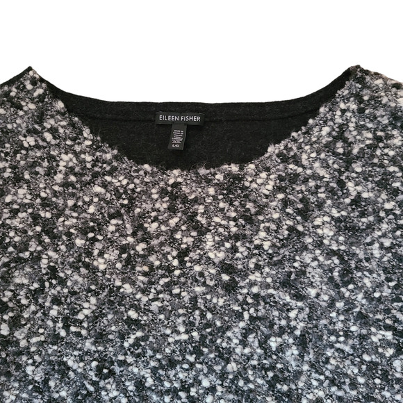 EILEEN FISHER Marled Front Solid Back Wool Mohair 3/4 Sleeve Sweater Size Large - Picture 3 of 8